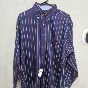 Paul Fredrick Classic Fit Dress Shirt Men’s 16.5 32 Blue Striped NWT